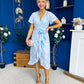 Liana Frill Detail Midi Dress Floral Burnout Blue