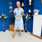 Liana Frill Detail Midi Dress Floral Burnout Blue