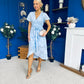 Liana Frill Detail Midi Dress Floral Burnout Blue