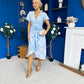 Liana Frill Detail Midi Dress Floral Burnout Blue
