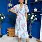 Daisy Twist Detail Midi Dress Floral Blue
