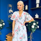 Daisy Twist Detail Midi Dress Floral Blue