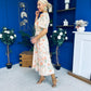 Daisy Twist Detail Midi Dress Floral Orange