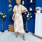 Daisy Twist Detail Midi Dress Floral Orange