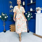Daisy Twist Detail Midi Dress Floral Orange