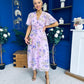 Daisy Twist Detail Midi Dress Floral Lilac
