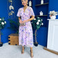 Daisy Twist Detail Midi Dress Floral Lilac