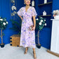 Daisy Twist Detail Midi Dress Floral Lilac