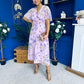 Daisy Twist Detail Midi Dress Floral Lilac