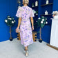 Daisy Twist Detail Midi Dress Floral Lilac