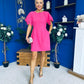 Patzy Lace Trim Mini Dress Hot Pink