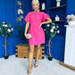 Patzy Lace Trim Mini Dress Hot Pink