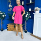 Patzy Lace Trim Mini Dress Hot Pink