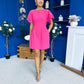 Patzy Lace Trim Mini Dress Hot Pink