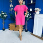 Patzy Lace Trim Mini Dress Hot Pink