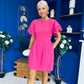Patzy Lace Trim Mini Dress Hot Pink