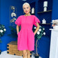 Patzy Lace Trim Mini Dress Hot Pink
