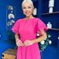 Patzy Lace Trim Mini Dress Hot Pink