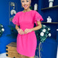 Patzy Lace Trim Mini Dress Hot Pink