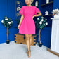 Patzy Lace Trim Mini Dress Hot Pink