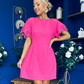 Patzy Lace Trim Mini Dress Hot Pink
