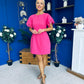Patzy Lace Trim Mini Dress Hot Pink
