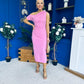Donna Asymmetric Neckline Midi Dress Pwr Pink