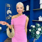 Donna Asymmetric Neckline Midi Dress Pwr Pink