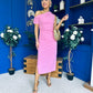 Donna Asymmetric Neckline Midi Dress Pwr Pink