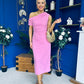 Donna Asymmetric Neckline Midi Dress Pwr Pink