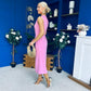 Donna Asymmetric Neckline Midi Dress Pwr Pink