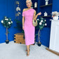 Donna Asymmetric Neckline Midi Dress Pwr Pink