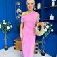 Donna Asymmetric Neckline Midi Dress Pwr Pink