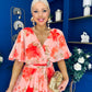 Julia Cape Detailed Midi Dress Floral Coral