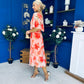 Julia Cape Detailed Midi Dress Floral Coral