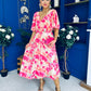 Julia Cape Detailed Midi Dress Floral Primrose