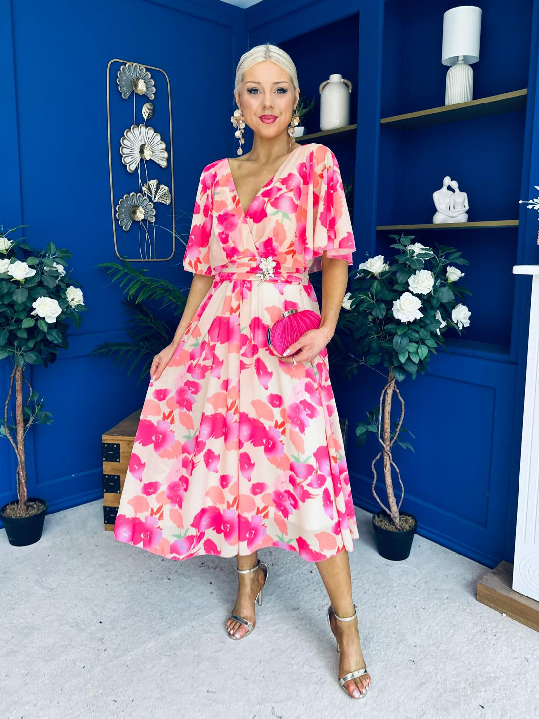 Julia Cape Detailed Midi Dress Floral Primrose
