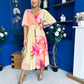 Julia Cape Detailed Midi Dress Floral Yellow