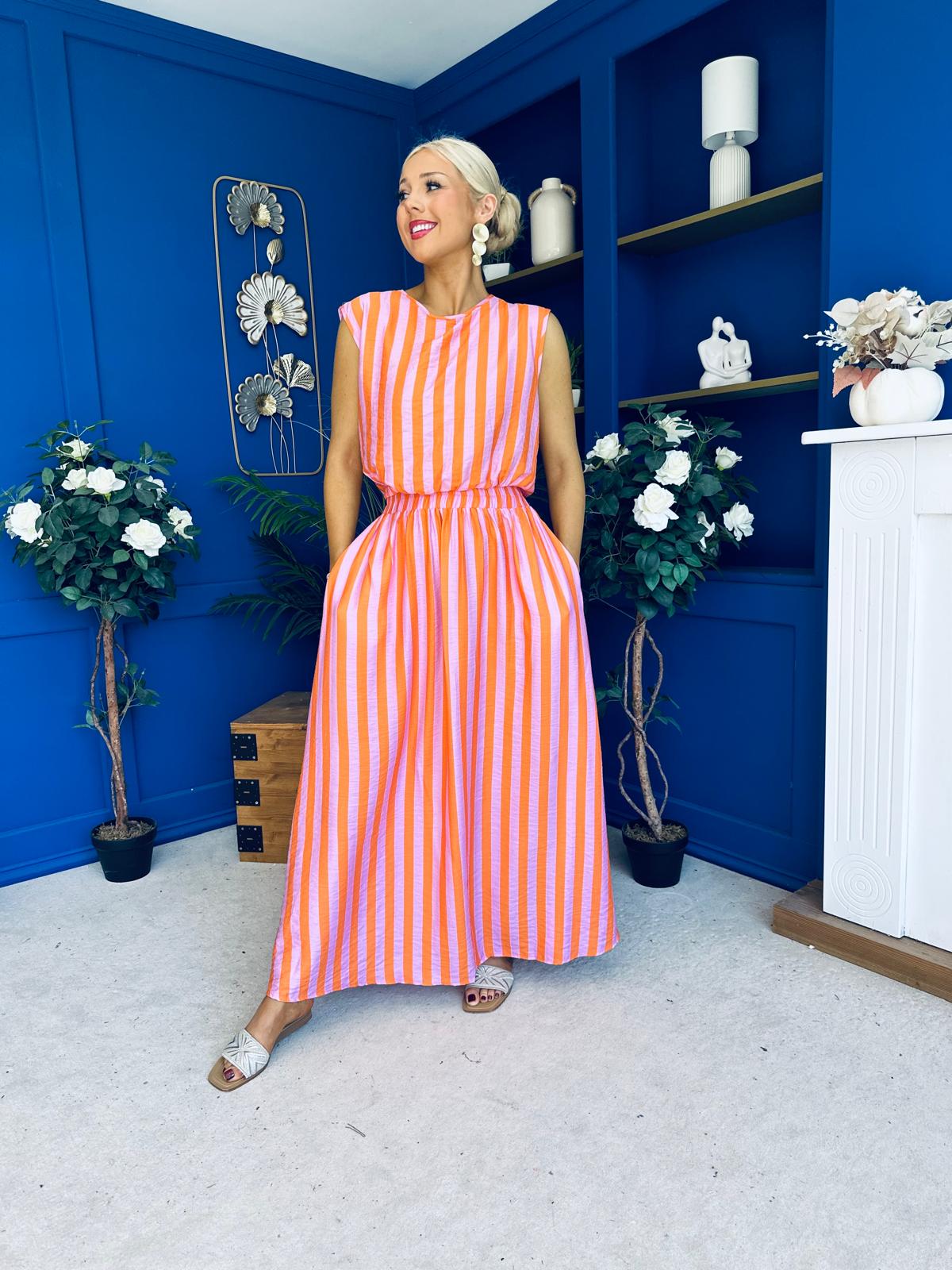 Remi Stripe Detail Top & Skirt Set Pink