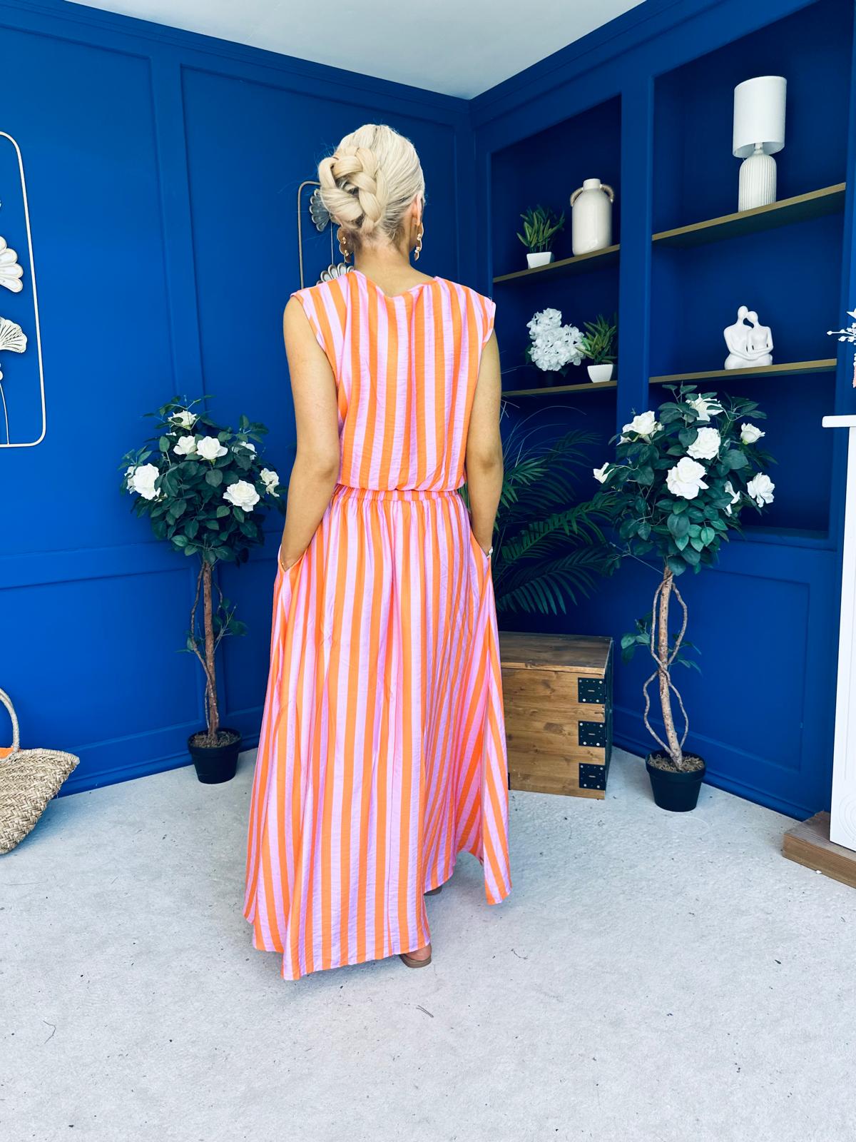 Remi Stripe Detail Top & Skirt Set Pink