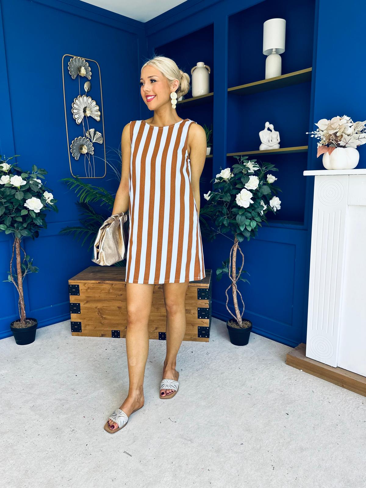Lysa Striped Mini Shift Dress Coco Blue