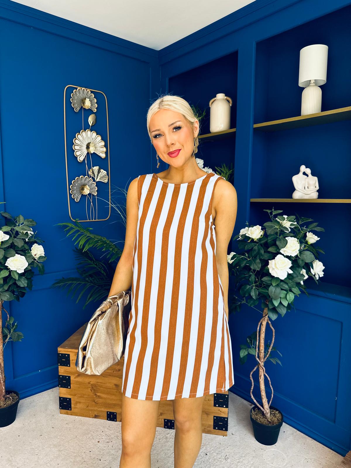 Lysa Striped Mini Shift Dress Coco Blue