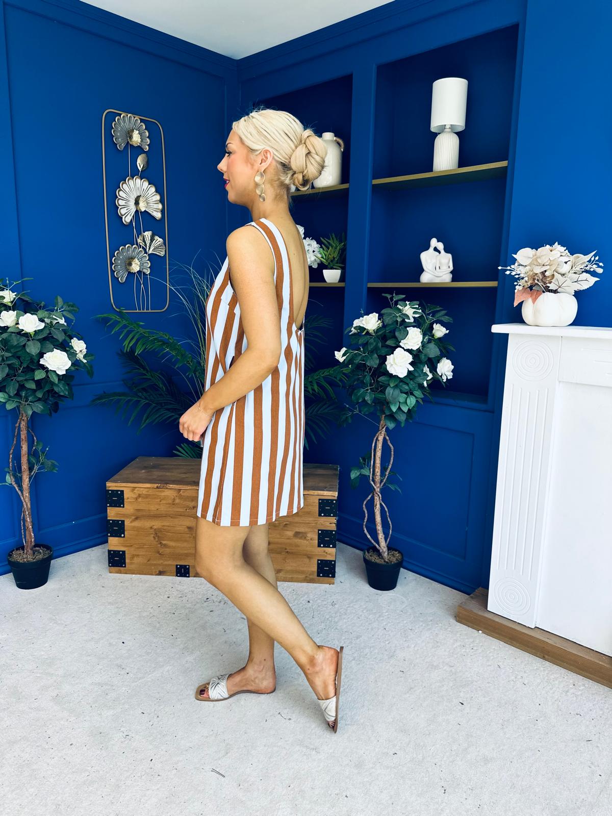 Lysa Striped Mini Shift Dress Coco Blue