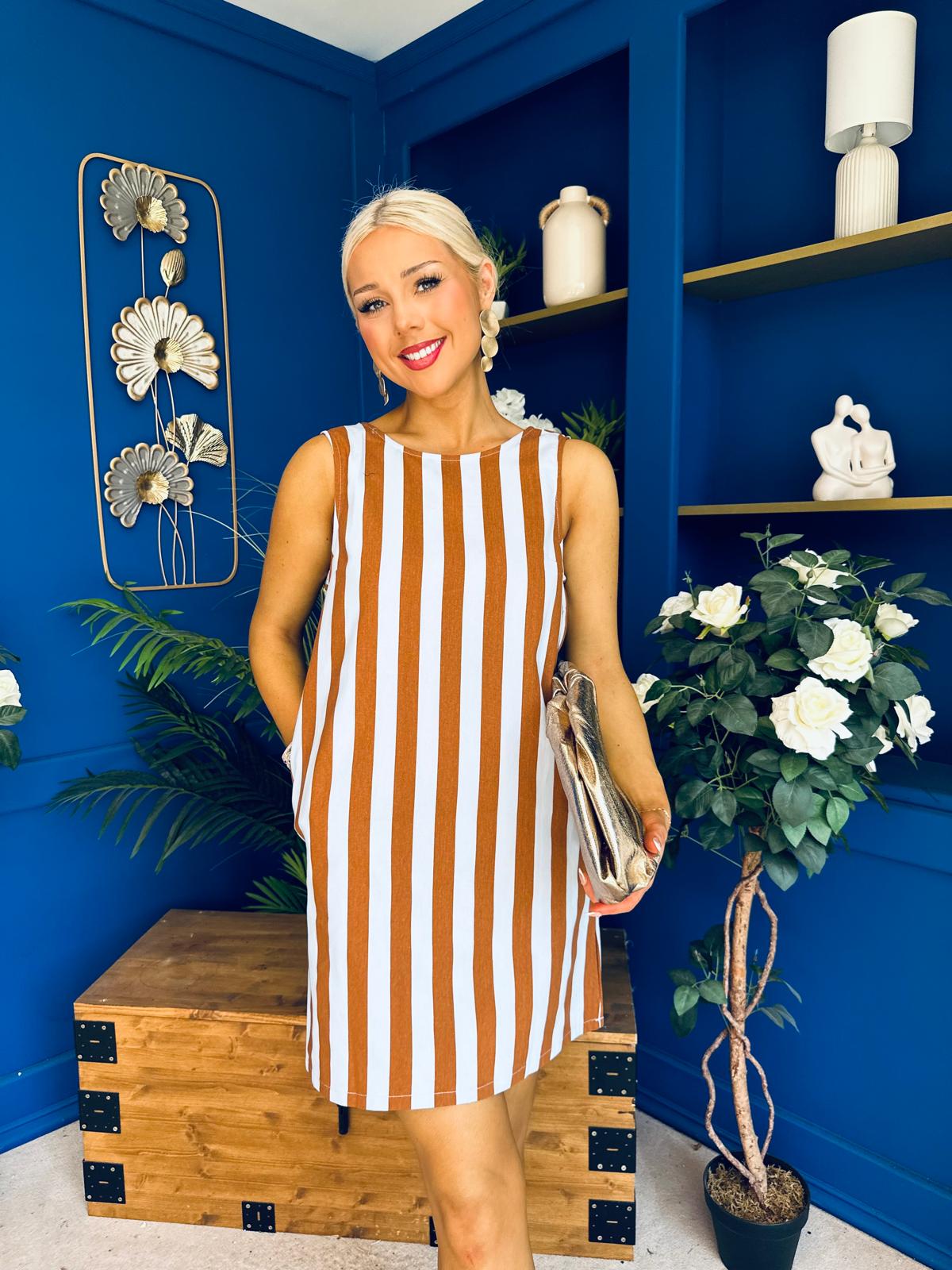 Lysa Striped Mini Shift Dress Coco Blue