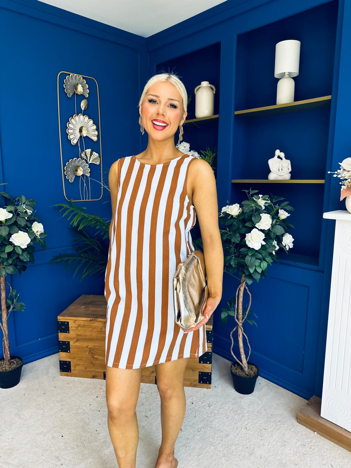 Lysa Striped Mini Shift Dress Coco Blue