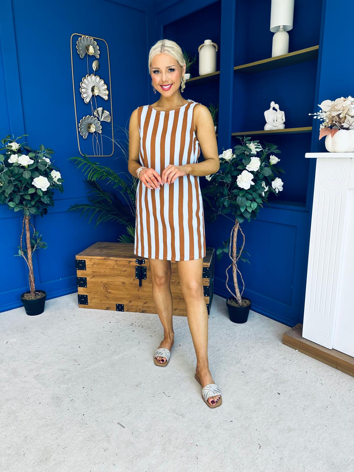 Lysa Striped Mini Shift Dress Coco Blue