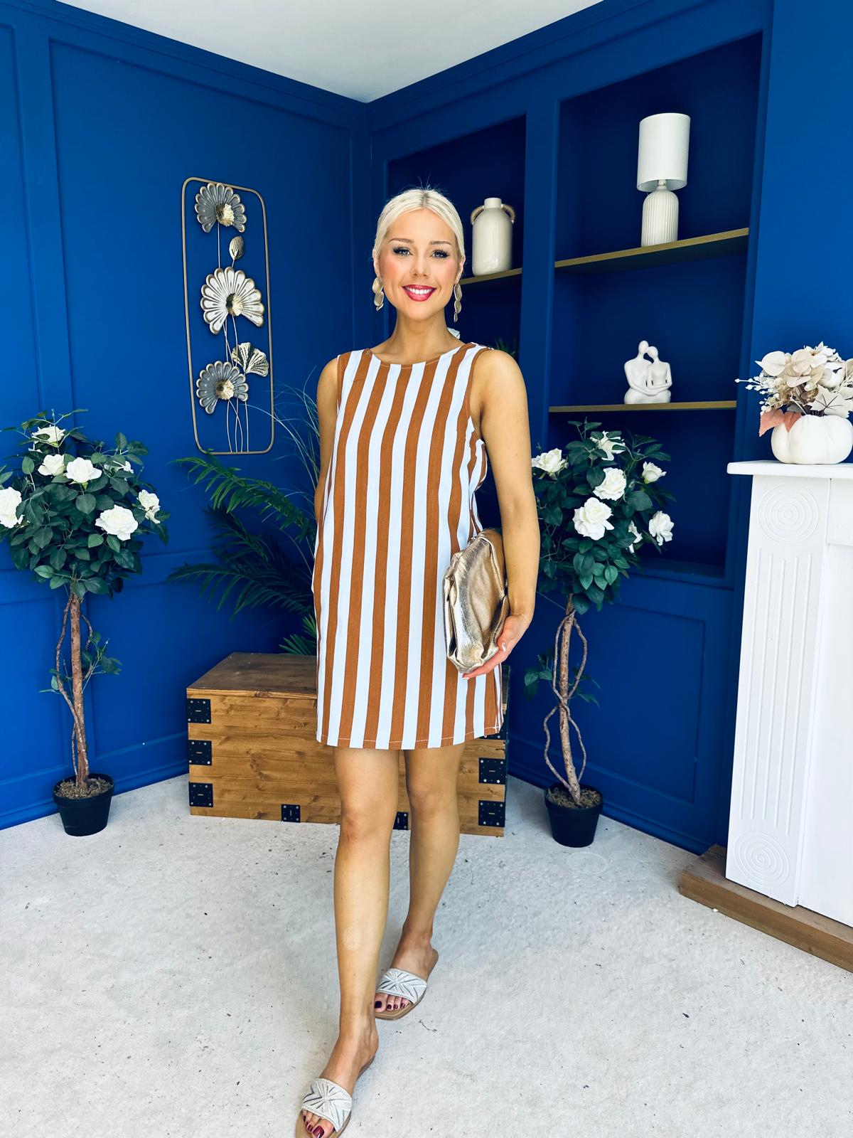 Lysa Striped Mini Shift Dress Coco Blue