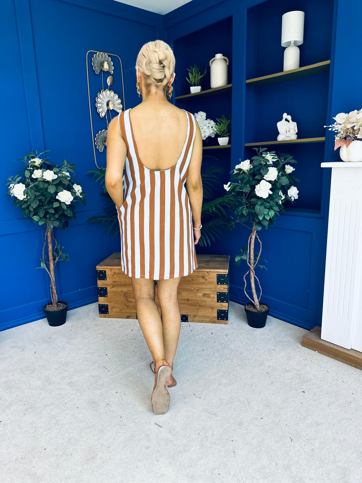 Lysa Striped Mini Shift Dress Coco Blue
