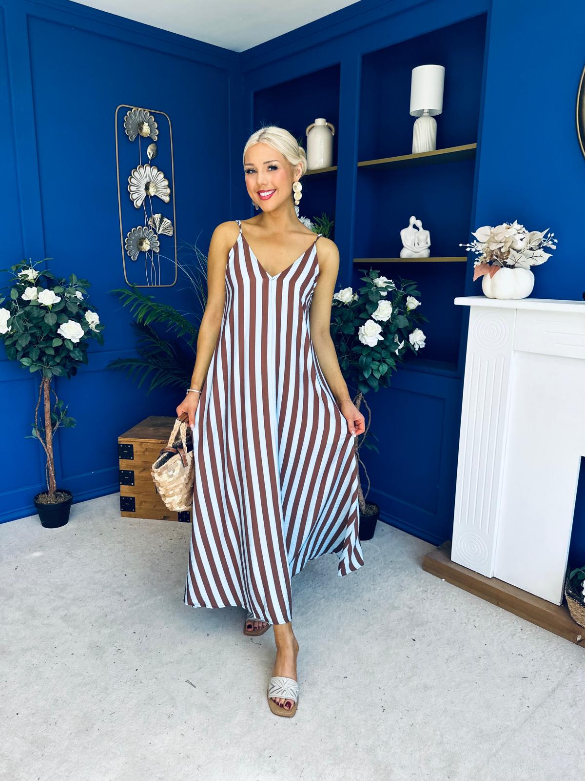 Bobi Striped Maxi Dress Dress Coco Blue