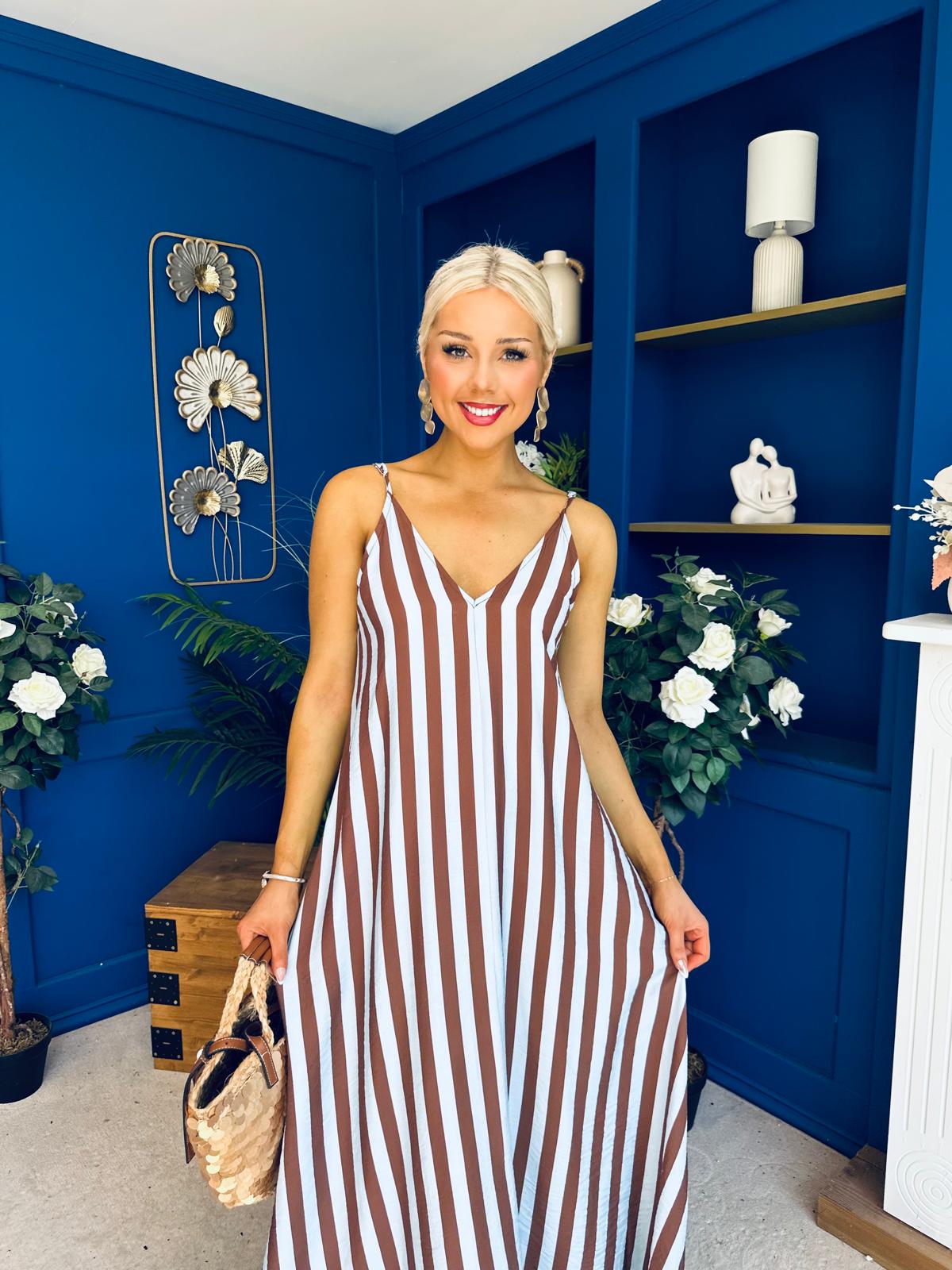 Bobi Striped Maxi Dress Dress Coco Blue